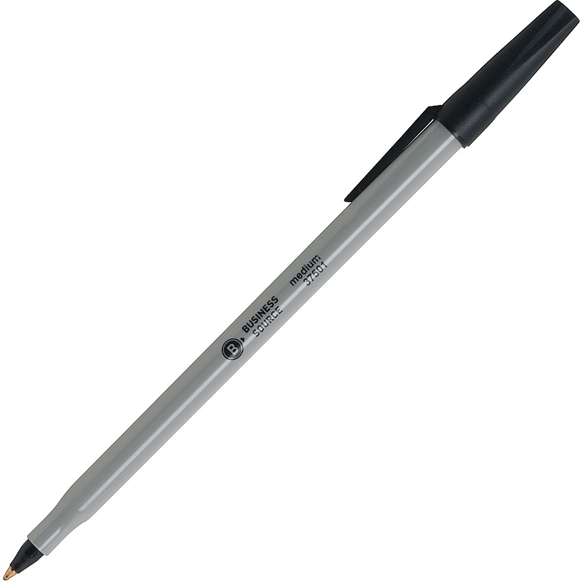 Business Source Bulk Pack Ballpoint Stick Pens Medium Pen Point - Black Ink - Tungsten Carbide Tip - 60 / Box (BSN37531)