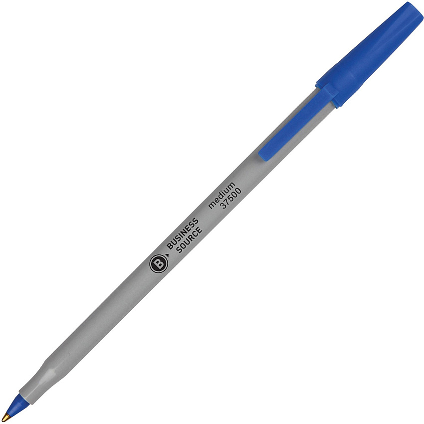 Business Source Bulk Pack Ballpoint Stick Pens Medium Pen Point - Blue Ink - Tungsten Carbide Tip - 60 / Box (BSN37532)