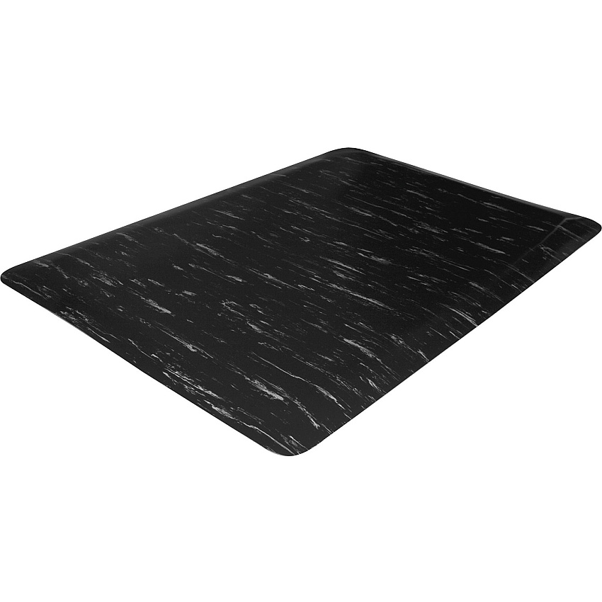 Genuine Joe Marble Top Anti-fatigue Mats Office, Airport, Bank, Copier, Teller Station, Service Counter, Assembly Line, Industry - 24" Width x 36" Depth x 0.500" Thickness - High Density Foam (HDF) - Black Marble - 1 Each (GJO71211)