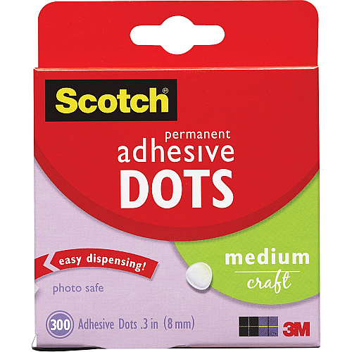 Scotch Adhesive Dots 0.30" Length x 0.30" Width - Clear - Dispenser Included - For Paper, Wood, Metal, Card, Scrapbooking, Foam - 300 / Box (010300M)