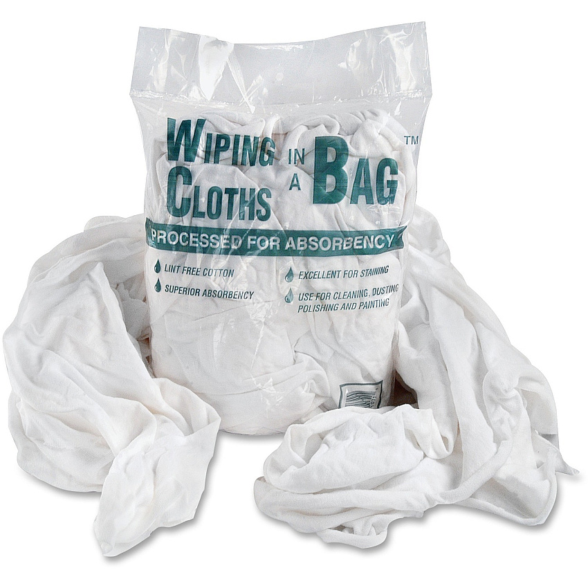 Bag A Rags Office Snax Cotton Wiping Cloths For Multipurpose - Lint-free, Absorbent, Reusable - Blue, White - 1 Bag (00070)