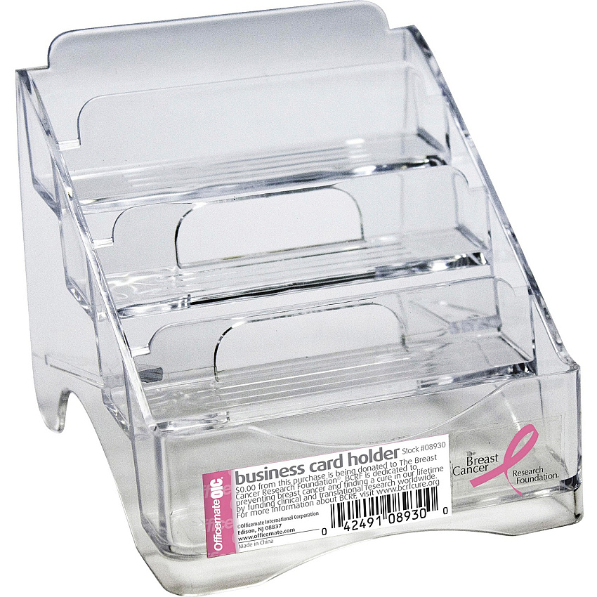 Officemate 4-tier BCA Business Card Holder 4" Height x 3.8" Width x 4" Depth - Plastic - Clear - 1 Each (08930)