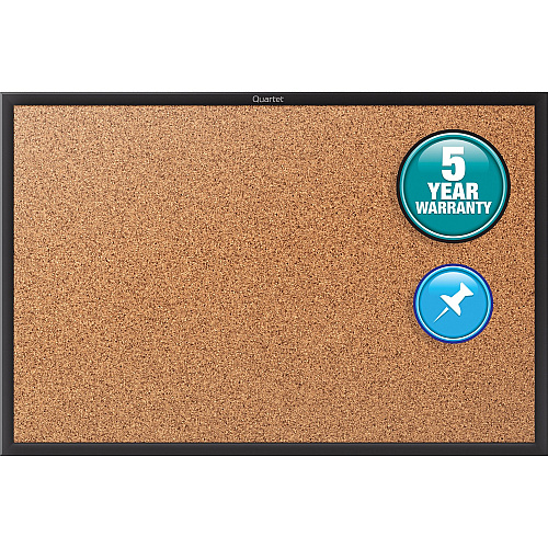 Quartet Classic Series Bulletin Board 36" Board Height x 60" Board Width - Brown Natural Cork Surface - Self-healing, Durable, Sturdy - Black Aluminum Frame - 1 Each (2305B)