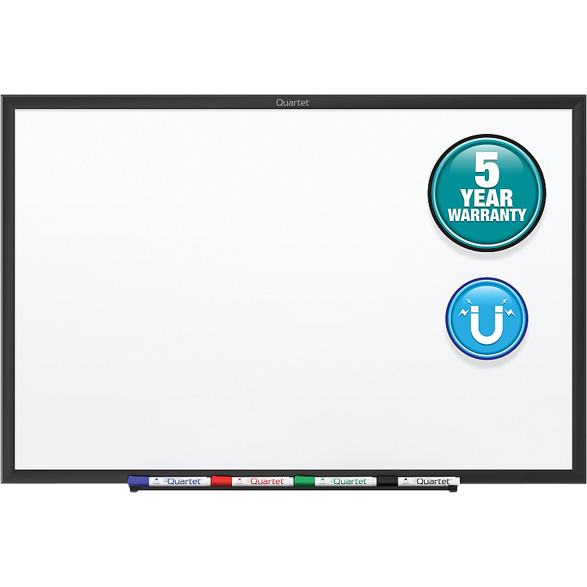 Quartet Classic Magnetic Whiteboard 72" (6 ft) Width x 48" (4 ft) Height - White Painted Steel Surface - Black Aluminum Frame - Horizontal/Vertical - Magnetic - 1 Each - TAA Compliant (SM537B)