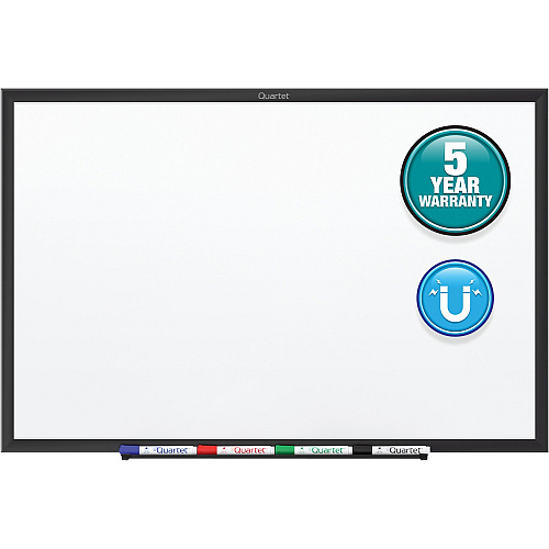 Quartet Classic Magnetic Whiteboard 96" (8 ft) Width x 48" (4 ft) Height - White Painted Steel Surface - Black Aluminum Frame - Horizontal/Vertical - Magnetic - 1 Each - TAA Compliant (SM538B)