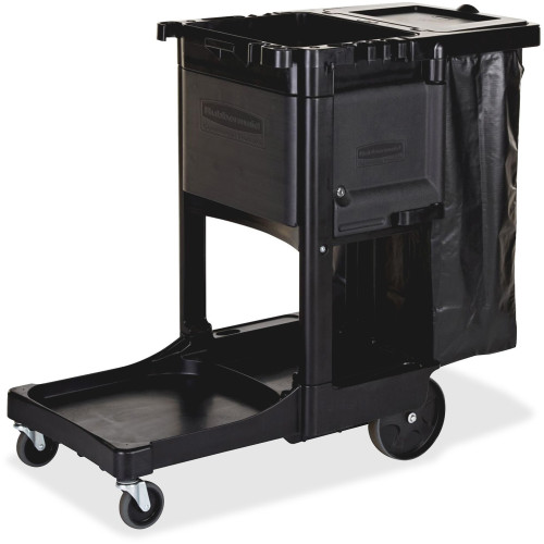 Rubbermaid Executive Janitorial Cleaning Cart, 12.1w x 22.4d x 23h, Black (1861430)