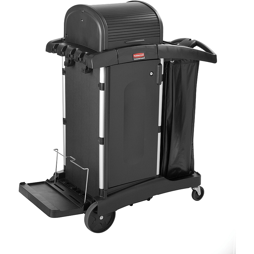 Rubbermaid Commercial High Security Cleaning Cart Aluminum, Plastic - 22" Width x 48.25" Depth x 53.50" Height - Black - 1 Each (9T7500)