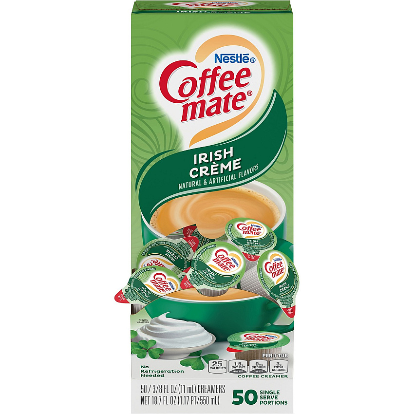 Coffee-mate Coffee mate Irish Creme Liquid Creamer Singles - Gluten-Free Irish Cream Flavor - 0.38 fl oz (11 mL) - 50 Serving - 50 / Box (35112)