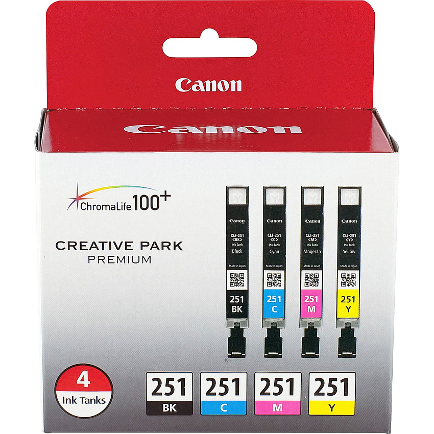 Canon CLI-251 Original Ink Cartridge Inkjet - Black, Cyan, Magenta, Yellow - 4 / Pack (CLI251BCMY)
