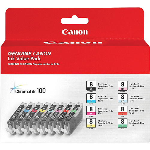 Canon CLI-8 Original Ink Cartridge Inkjet - 8 / Pack - Black, Cyan, Magenta, Yellow, Photo Cyan, Photo Magenta, Red, Green - 8 / Pack (CLI88COLORS)