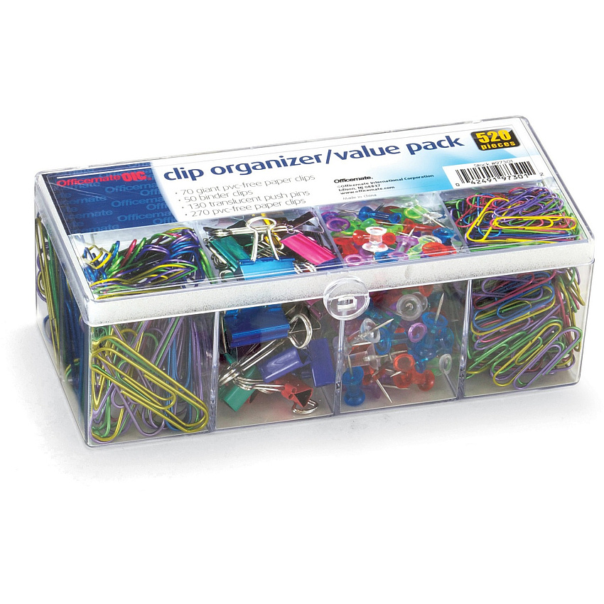 Officemate 520PC Clip Organizer Value Pack Assorted - 520 / Pack (97301)