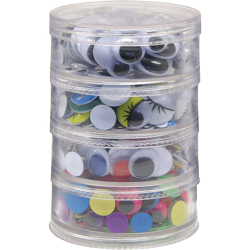 Creativity Street Wiggle Eyes Stackable Storage Jar Craft Project, Decoration - 400 Piece(s) - Assorted - 400 / Set (3409)