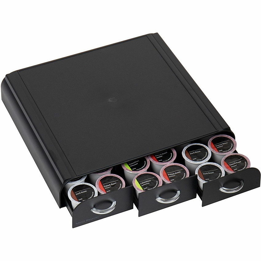 Mind Reader EMS Mind 3-drawer Coffee Pod Organizer 36 x Coffee Pod - 3 Drawer(s) - 13.50" Height x 13.25" Width x 3.25" Depth - Counter - Heat Resistant - 1 Each (TRY3PCBLK)