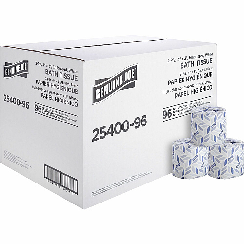 Genuine Joe 2540096 Standard Toilet Paper, 2-Ply, 400 Sheets, 96 Rolls