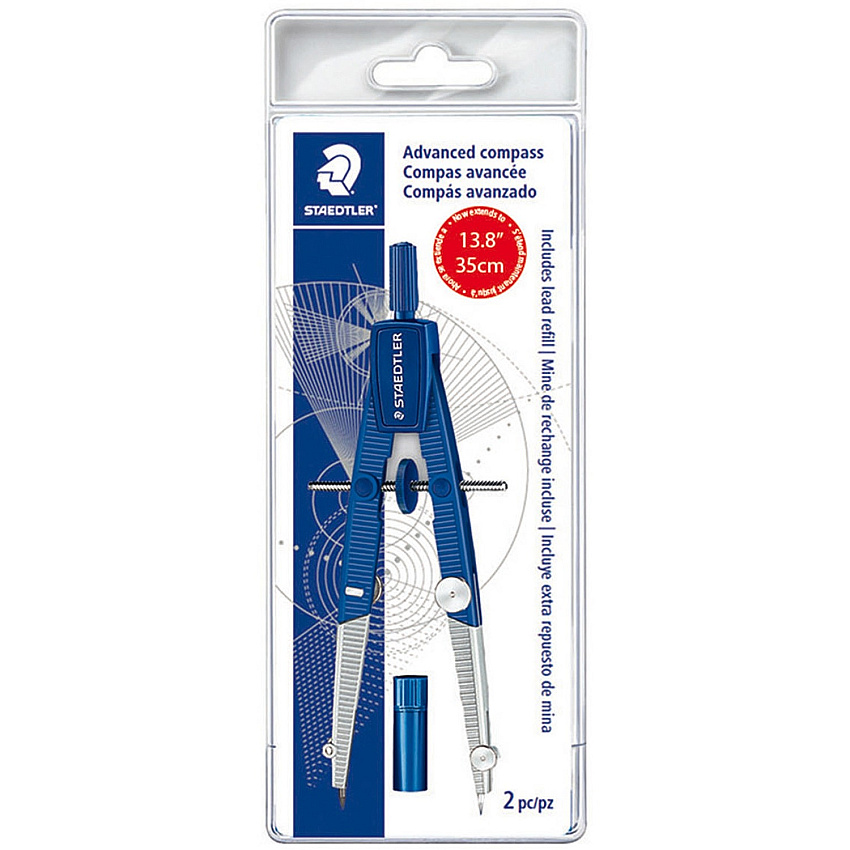 Staedtler 2-piece Advanced Student Compass Metal, Plastic - Blue, Silver - 1 Each (550WP01)