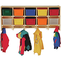Jonti-Craft 10 Section Wall Mount Coat Locker 10 Compartment(s) - 20" Height x 48" Width x 15.50" Depth - Hanging Hook, Sturdy, Stain Resistant, Non-yellowing - Oak - Baltic Birch - 1 Each (0771)