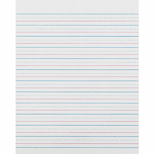 Zaner-Bloser Pacon Broken Midline Sulphite Paper 500 Sheets - 0.50" Ruled - 8" x 10 1/2" Sheet Size - White Paper - 500 / Ream (ZP2413)