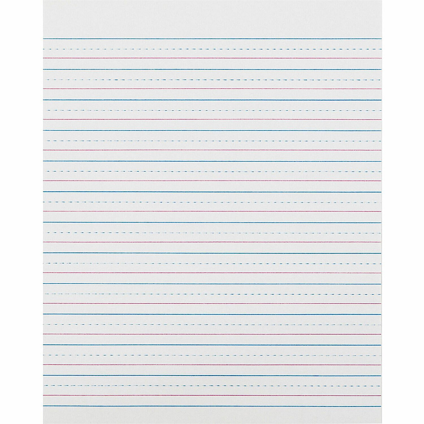 Zaner-Bloser Pacon Broken Midline Sulphite Paper 500 Sheets - 0.50" Ruled - 8" x 10 1/2" Sheet Size - White Paper - 500 / Ream (ZP2413)