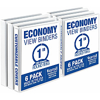 Samsill Economy 1 Inch 3 Ring Binder, Made in the USA, Round Ring Binder, Non-Stick Customizable Cover, White, 6 Pack 1