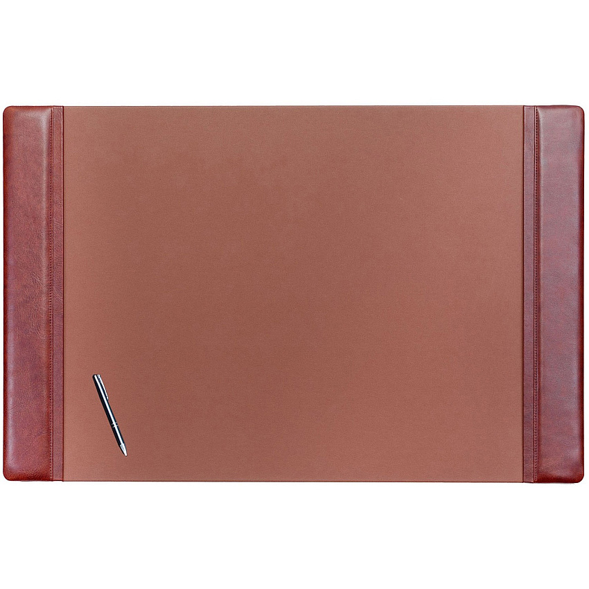 Dacasso Leather Side-Rail Desk Pad Rectangular - 38" Width x 24" Depth - Velveteen Backing - Leatherette - Mocha - 1 Each (P3025)