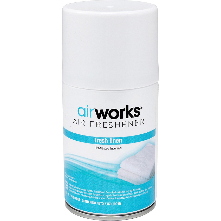 AirWorks Metered Aerosol Air Fresheners Aerosol - 6000 ft - 7 oz - Fresh Linen - 12 / Carton (07918)