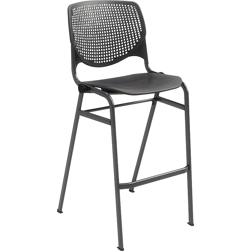 KFI Barstool with Polypropylene Seat and Back Black Seat Color - Polypropylene Seat Material - Black Back Color - Polypropylene Back Material - Silver Frame Color - 1 Each (BR2300P10)