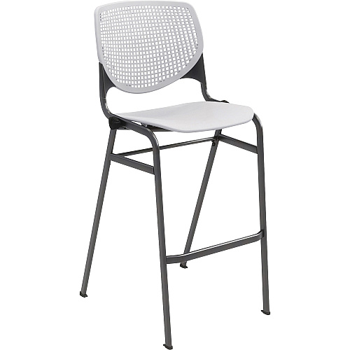 KFI Barstool with Polypropylene Seat and Back Light Gray Seat Color - Polypropylene Seat Material - Light Gray Back Color - Polypropylene Back Material - Silver Frame Color - 1 Each (BR2300P13)