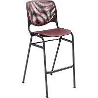 KFI Barstool with Polypropylene Seat and Back Burgundy Seat Color - Polypropylene Seat Material - Burgundy Back Color - Polypropylene Back Material - Silver Frame Color - 1 Each (BR2300P07)