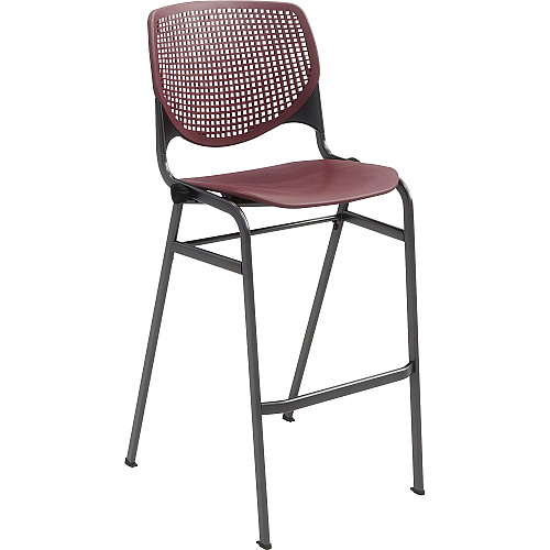 KFI Barstool with Polypropylene Seat and Back Burgundy Seat Color - Polypropylene Seat Material - Burgundy Back Color - Polypropylene Back Material - Silver Frame Color - 1 Each (BR2300P07)