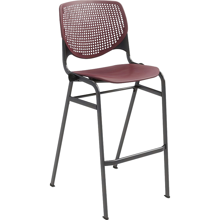 KFI Barstool with Polypropylene Seat and Back Burgundy Seat Color - Polypropylene Seat Material - Burgundy Back Color - Polypropylene Back Material - Silver Frame Color - 1 Each (BR2300P07)