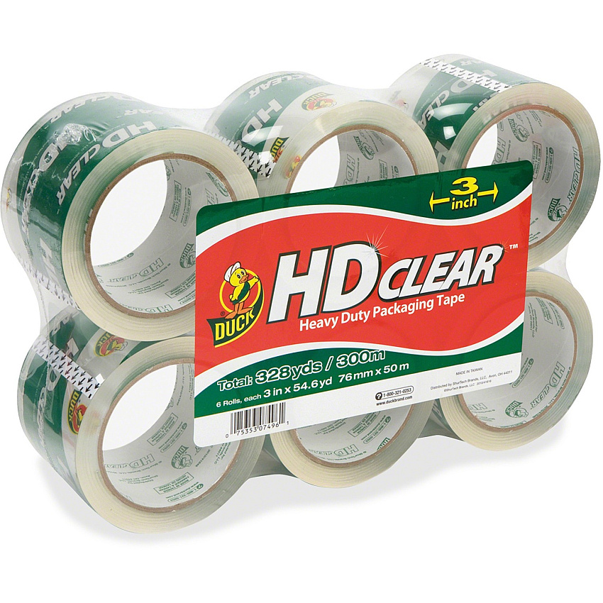 Shurtech HD Clear Packaging Tape 54.60 yd Length x 3" Width x 2.6 mil Thickness - 3" Core - Crystal Clear - Acrylic Backing - UV Resistant, Yellowing Resistant, Temperature Resistant - For Packing, Shipping, Storing - 6 / Pack (307352)