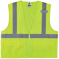 Ergodyne 8220Z Class 2 Standard Vest Large/Extra Large (L/XL) - Lime - Polyester Mesh (21125)