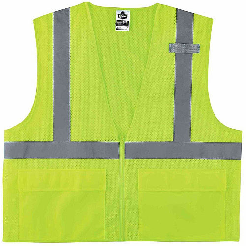 Ergodyne 8220Z Class 2 Standard Vest Large/Extra Large (L/XL) - Lime - Polyester Mesh (21125)