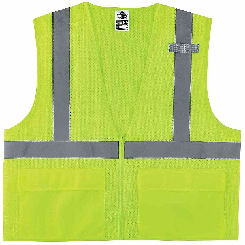 Ergodyne 8220Z Class 2 Standard Vest Large/Extra Large (L/XL) - Lime - Polyester Mesh (21125)
