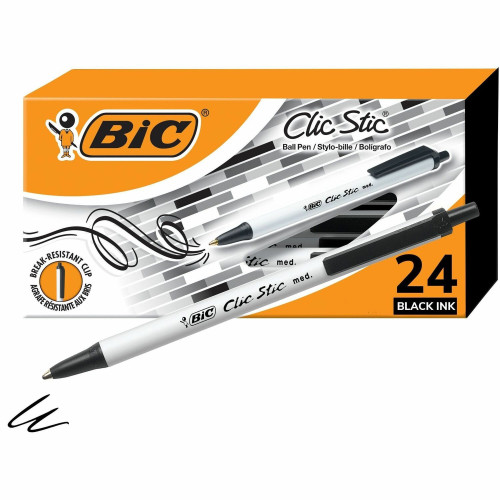 BIC Clic Stic Retractable Ballpoint Pens (CSM241BLK) - Main Image