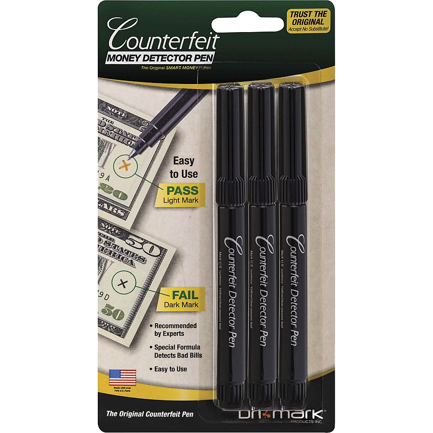 Dri Mark Counterfeit Detector Pens Chemical - Black - 3 / Pack (3513B)
