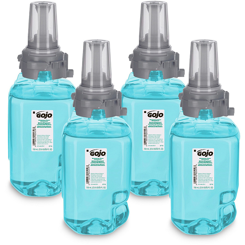 Gojo&reg; ADX-7 Dispenser Refill Botanical Foam Soap Botanical Scent - 23.67 fl oz - Pump Bottle Dispenser - Skin, Hand - Moisturizing - Emerald Green - Rich Lather, Bio-based - 4 / Carton (871604CT)