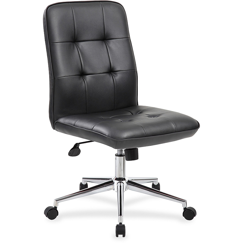 Boss Modern B330 Task Chair Black Seat Color - Vinyl Seat Material - Chrome, Black Frame Color - Chrome Frame Material - 5-star Base - Black - 1 Each (B330BK)