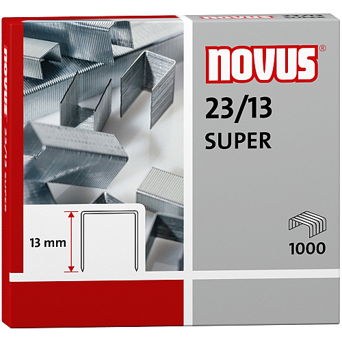 Novus 23/13 Super Heavy Duty Staples 33/64" Leg - Silver - Steel - 1000 / Carton (0420533)