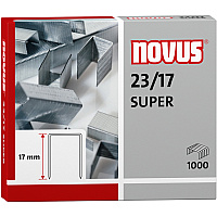 Novus 23/17 Super Heavy Duty Staples 43/64" Leg - Silver - Steel - 1000 / Carton (0420045)