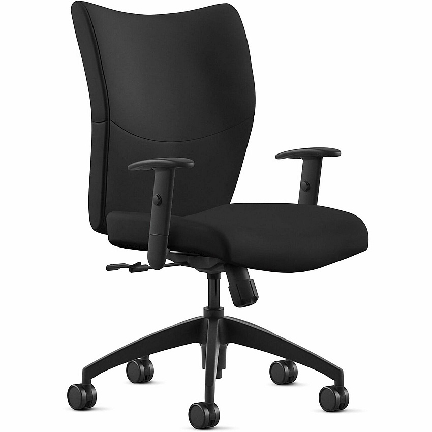 9 to 5 Seating Fabric Mid-Back Management & Task Seating Black Seat Color - Leather Seat Material - Black Back Color - Leather Back Material - 5-star Base - 1 Each (2360S2A8BL31)