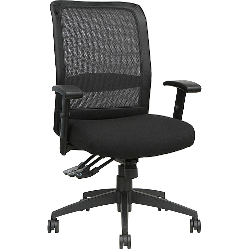 Lorell Executive High-Back Mesh Multifunction Office Chair Black Seat Color - Fabric Seat Material - Black Back Color - Steel Frame Material - 5-star Base - Black - 1 Each (LLR62105)