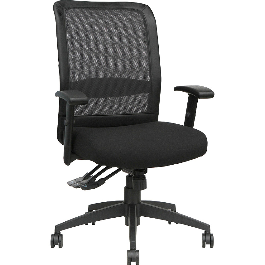 Lorell Executive High-Back Mesh Multifunction Office Chair Black Seat Color - Fabric Seat Material - Black Back Color - Steel Frame Material - 5-star Base - Black - 1 Each (LLR62105)