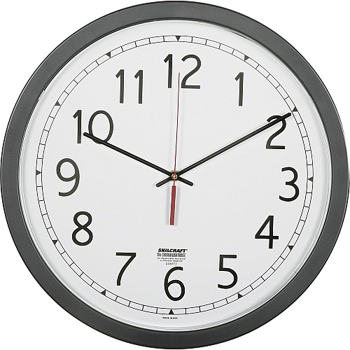 AbilityOne 6645016238824 SKILCRAFT Quartz Wall Clock, 16.5" Overall Diameter, Black Case, 1 AA Analog - Quartz - White Main Dial - Black/Plastic Case (sold separately)