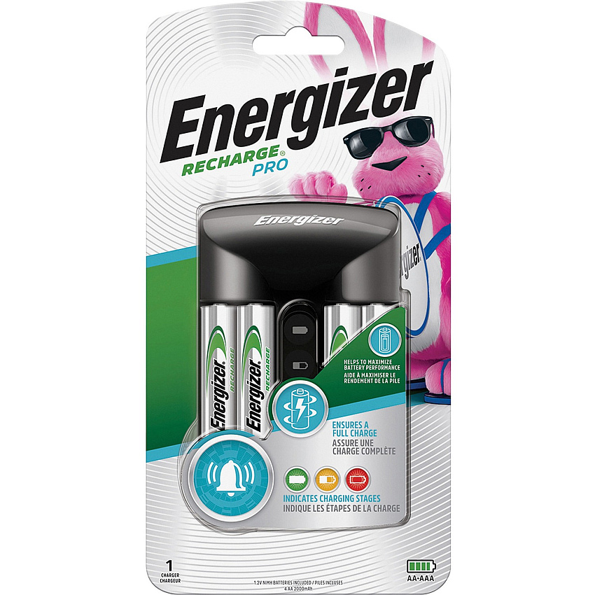 Energizer Recharge Pro AA/AAA Battery Charger 3 Hour Charging - 4 - AA, AAA - LED Indicator - 1 Each (CHPROWB4)