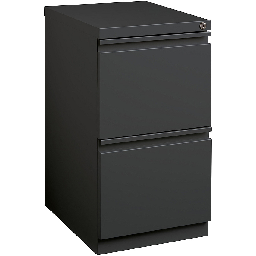 Lorell 20" File/File Mobile File Cabinet with Full-Width Pull 15" Width x 19.9" Depth x 27.8" Height - 2 x Drawer(s) for File - Letter - Recessed Drawer, Security Lock, Ball-bearing Suspension, Casters - Charcoal - Steel - Recycled (LLR66910)