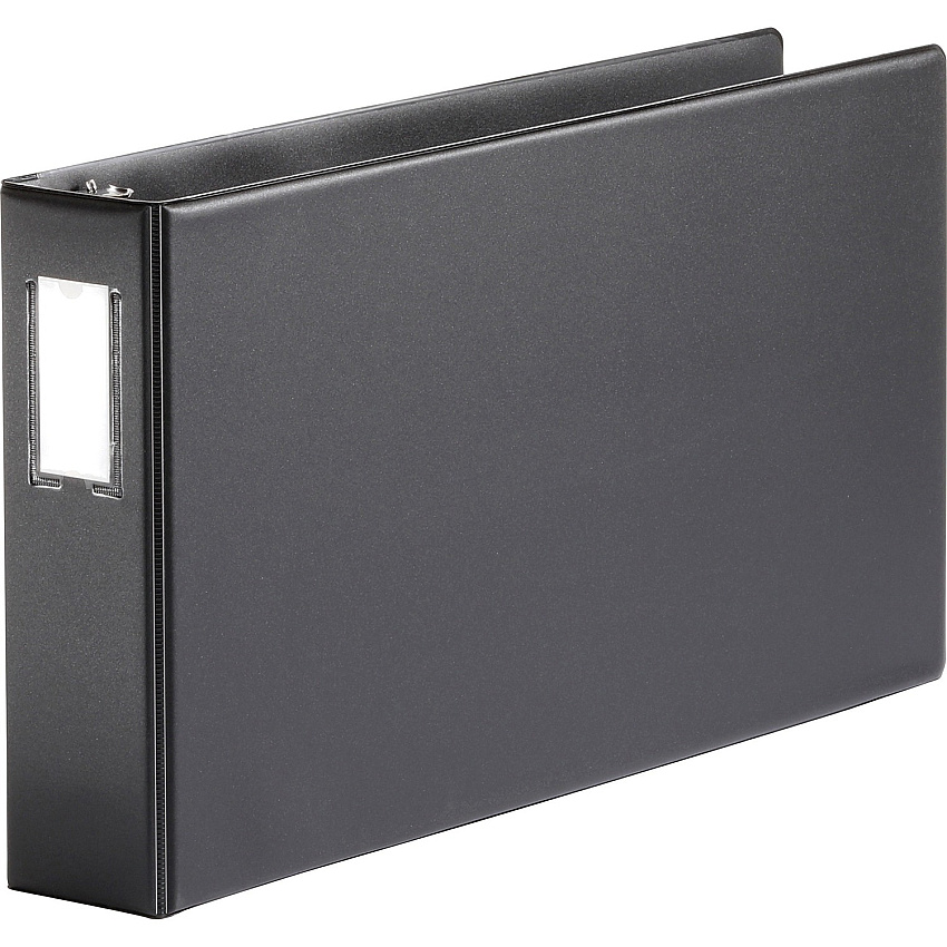 Business Source Tabloid-size Round Ring Reference Binder 3" Binder Capacity - Tabloid - 11" x 17" Sheet Size - Round Ring Fastener(s) - Black - Durable, Label Holder - 1 Each (BSN44102)