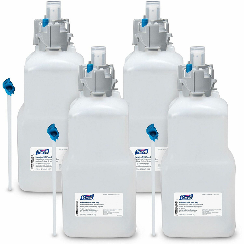 PURELL&reg; 2.3L Refill Professional Mild Foam Soap 2.43 quart - Kill Germs - Hand - Fragrance-free, Dye-free, Paraben-free, Phthalate-free, Bio-based - 4 / Carton (854504)