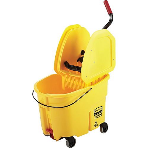 Rubbermaid Commercial WaveBrake Combo Mop Bucket 8.75 gal - 36.5" x 15.7" - Tubular Steel, Plastic - Yellow - 1 Each (757788YL)