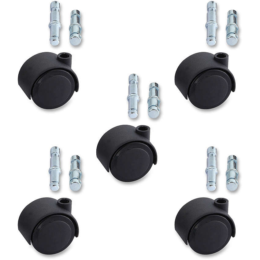 Lorell Premium Soft Dual-Wheel Casters Set 2.50" Diameter - Nylon, Metal - Black - 5 Pack (LLR33446)